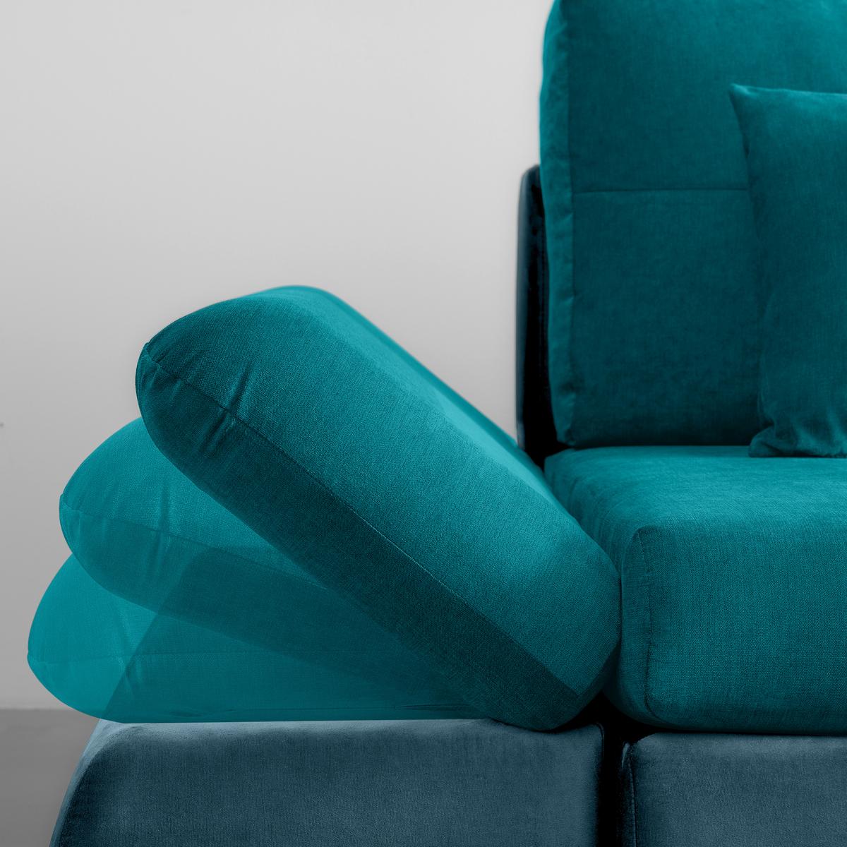 Rohová sedačka ENRICO, oboustranná, petrolejová - petrolej/černá, Konvenční, kov/textil (303/88/185cm) - Based