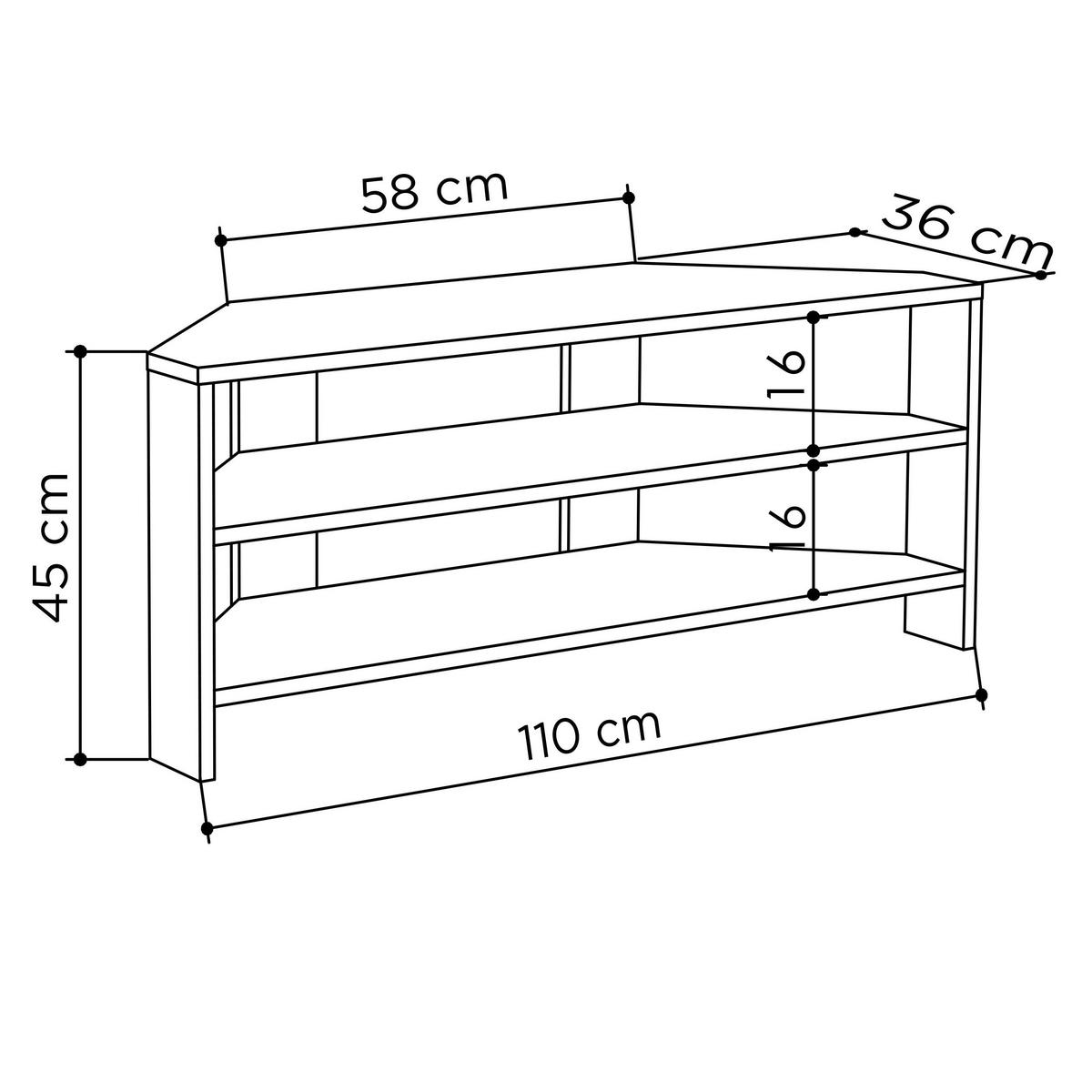 Lowboard Thales Eckfernsehtisch - Weiß, Design, Holzwerkstoff (114/45/36cm) - Livetastic