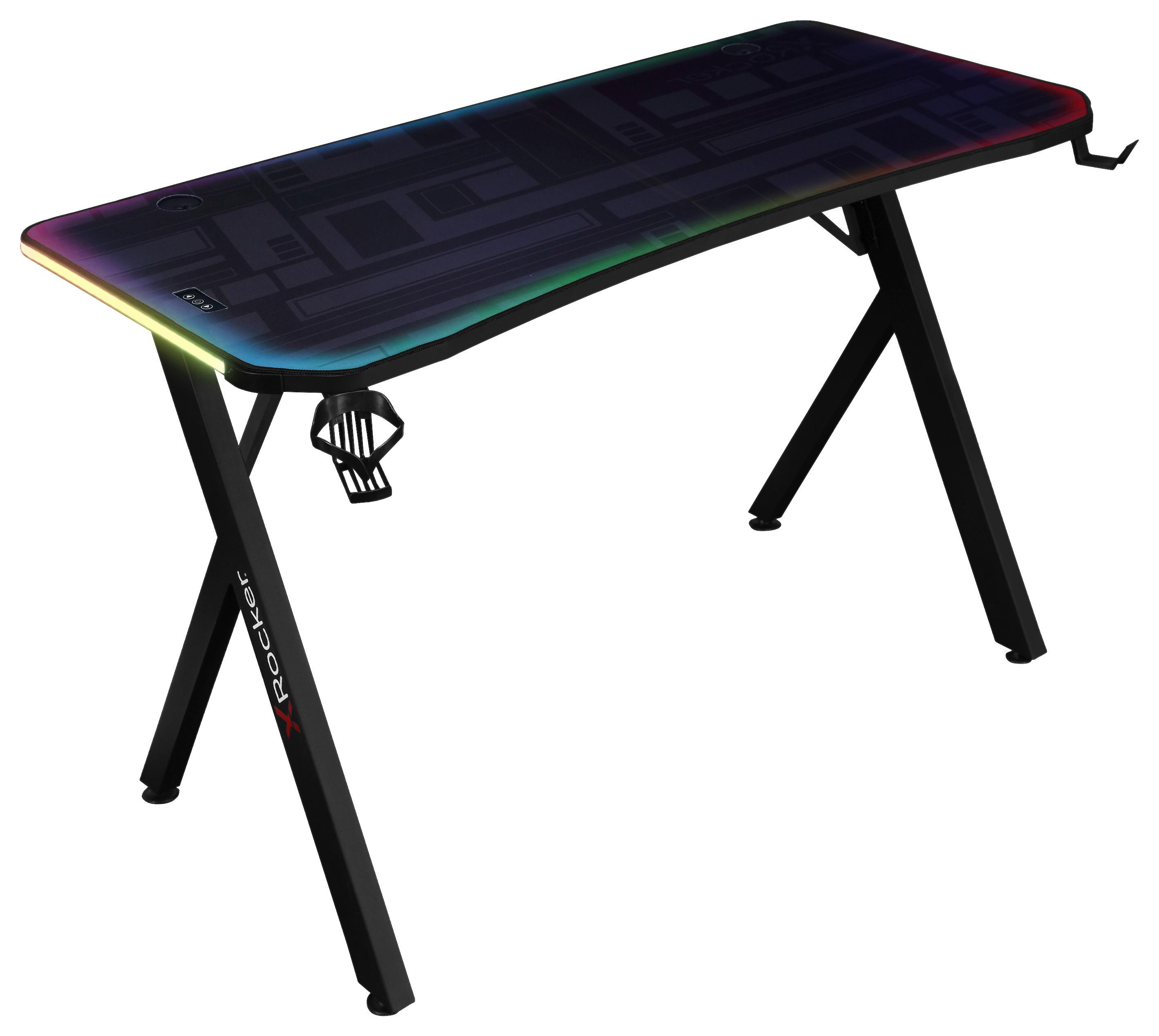 Gamingtisch Lumio Schwarz L: 110cm - Schwarz, MODERN, Holzwerkstoff/Metall (110/55/75cm) - X Rocker