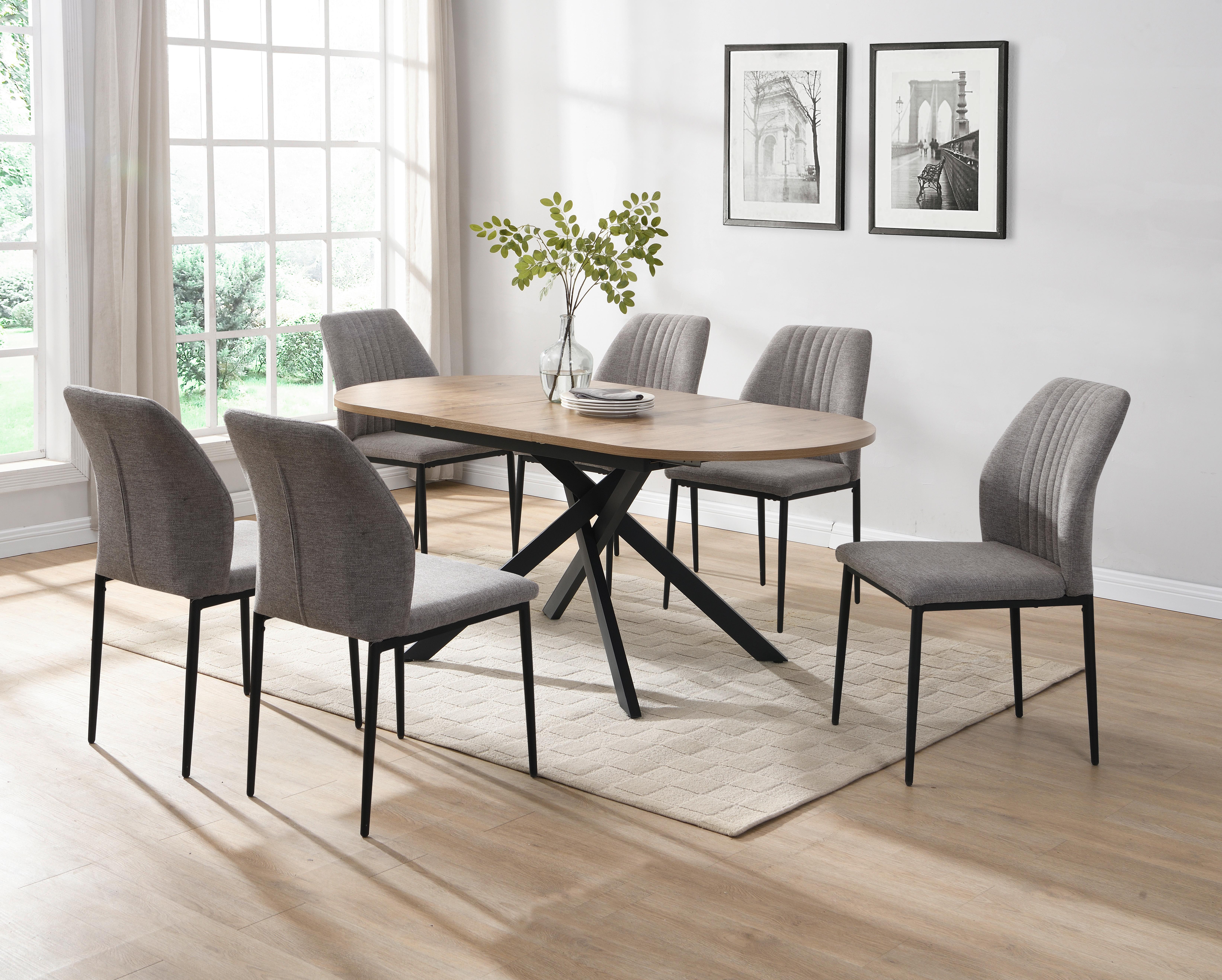Esstisch Ausziehbar Ezra 120-160x90 Cm Wildeiche Dekor - Wildeiche/Schwarz, LIFESTYLE, Holzwerkstoff/Metall (120/75/90cm)