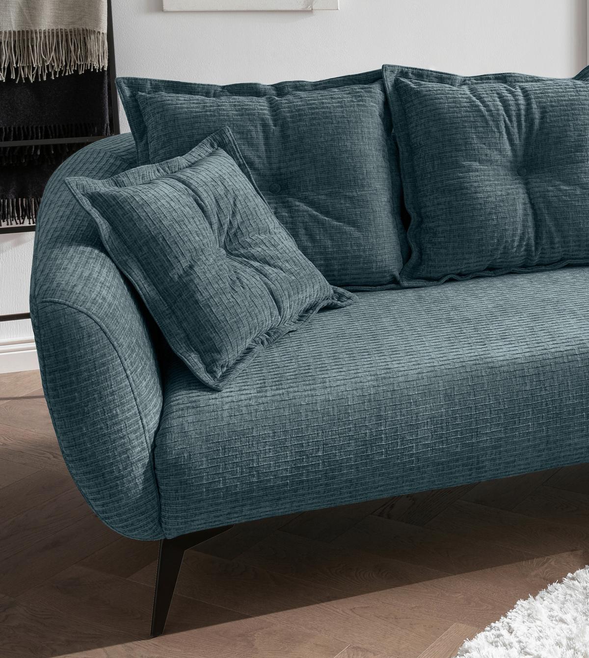 Ecksofa Baggio Blau S: 277x162 cm - Blau/Schwarz, MODERN, Textil (277/162cm) - Livetastic