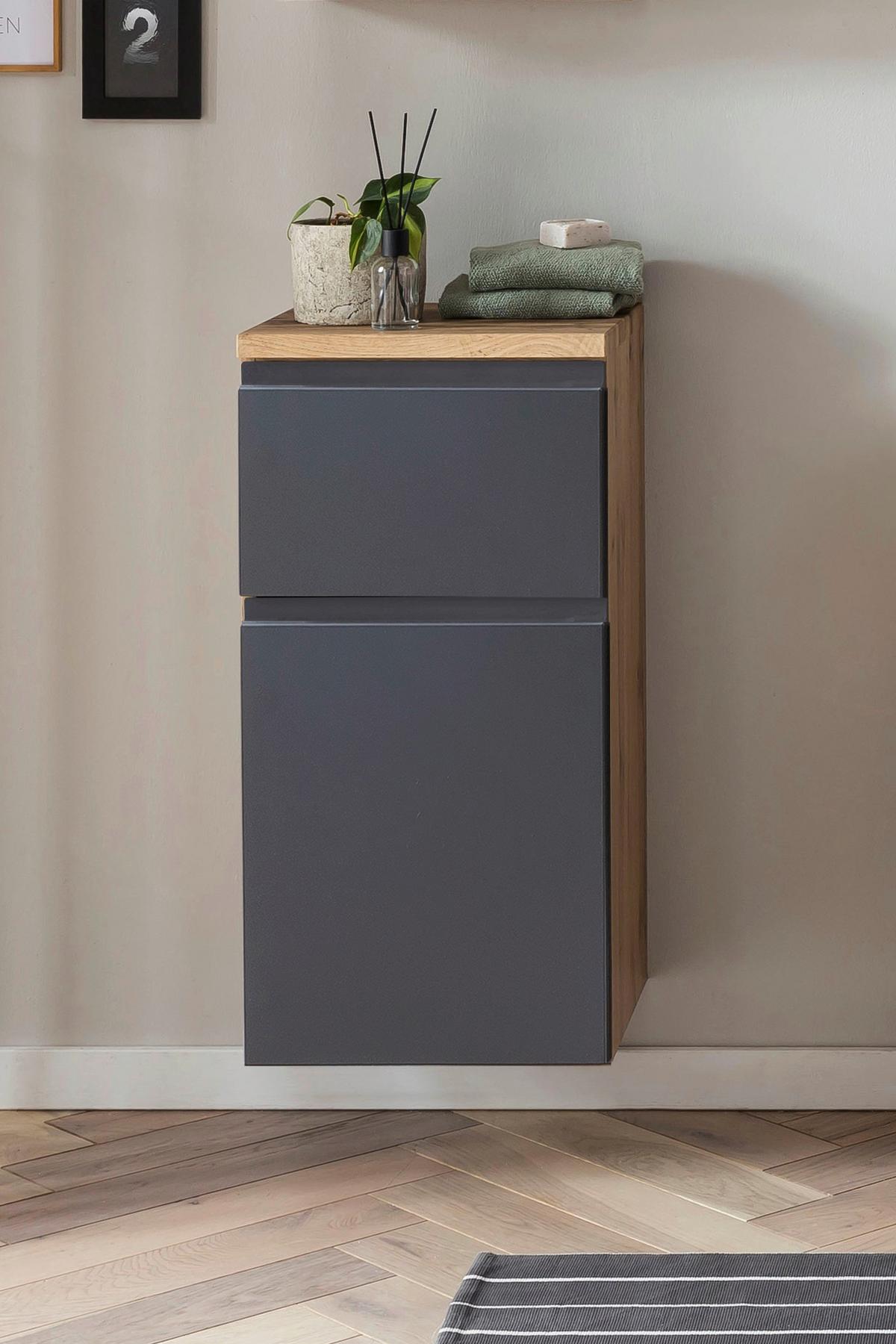 Unterschrank Varese B: 40 Cm Grau/eiche Wotan - Eiche Wotan/Grau, MODERN, Holzwerkstoff (40/79/35cm) - Held