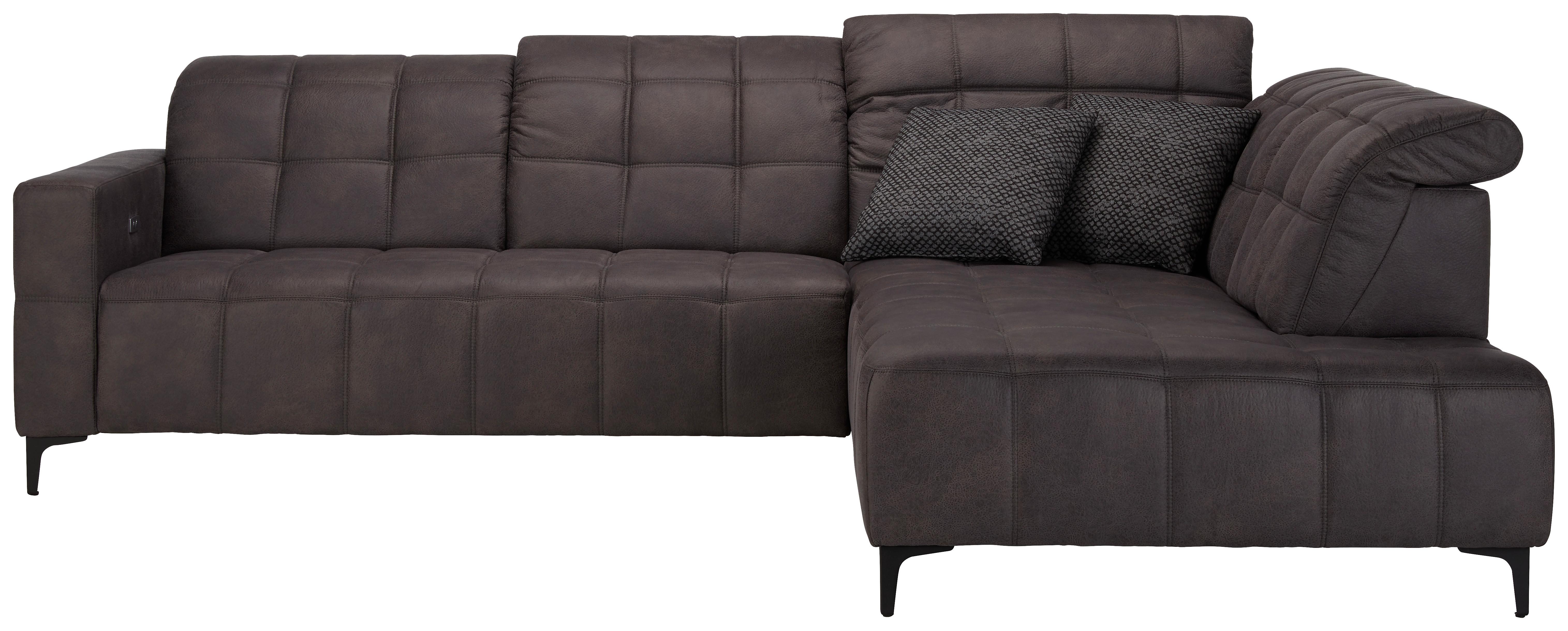 Rohová sedačka PANAMA, pravá, antracitová - čierna/antracitová, Konventionell, kov/textil (304cm) - Premium Living