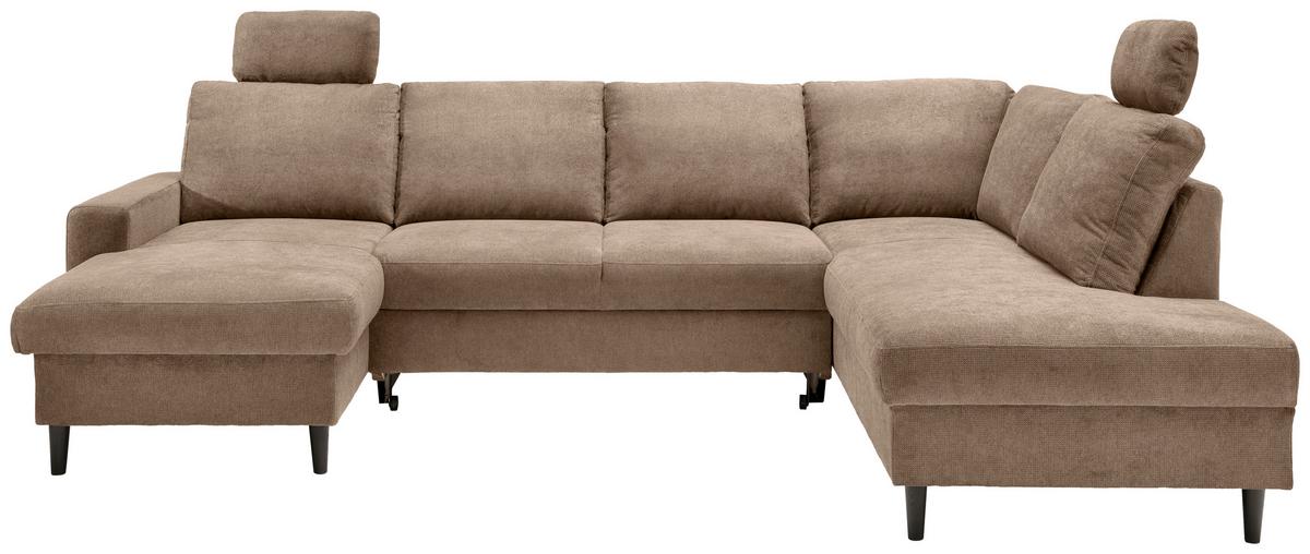 Wohnlandschaft Passione Hellbraun U: 153x305x200 Cm - Hellbraun/Schwarz, MODERN, Textil (153/305/200cm) - Livetastic