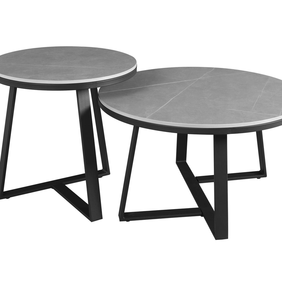 Couchtisch Pete Grau D: 69 Cm - Schwarz/Grau, MODERN, Stein/Metall (69/40cm) - MID.YOU
