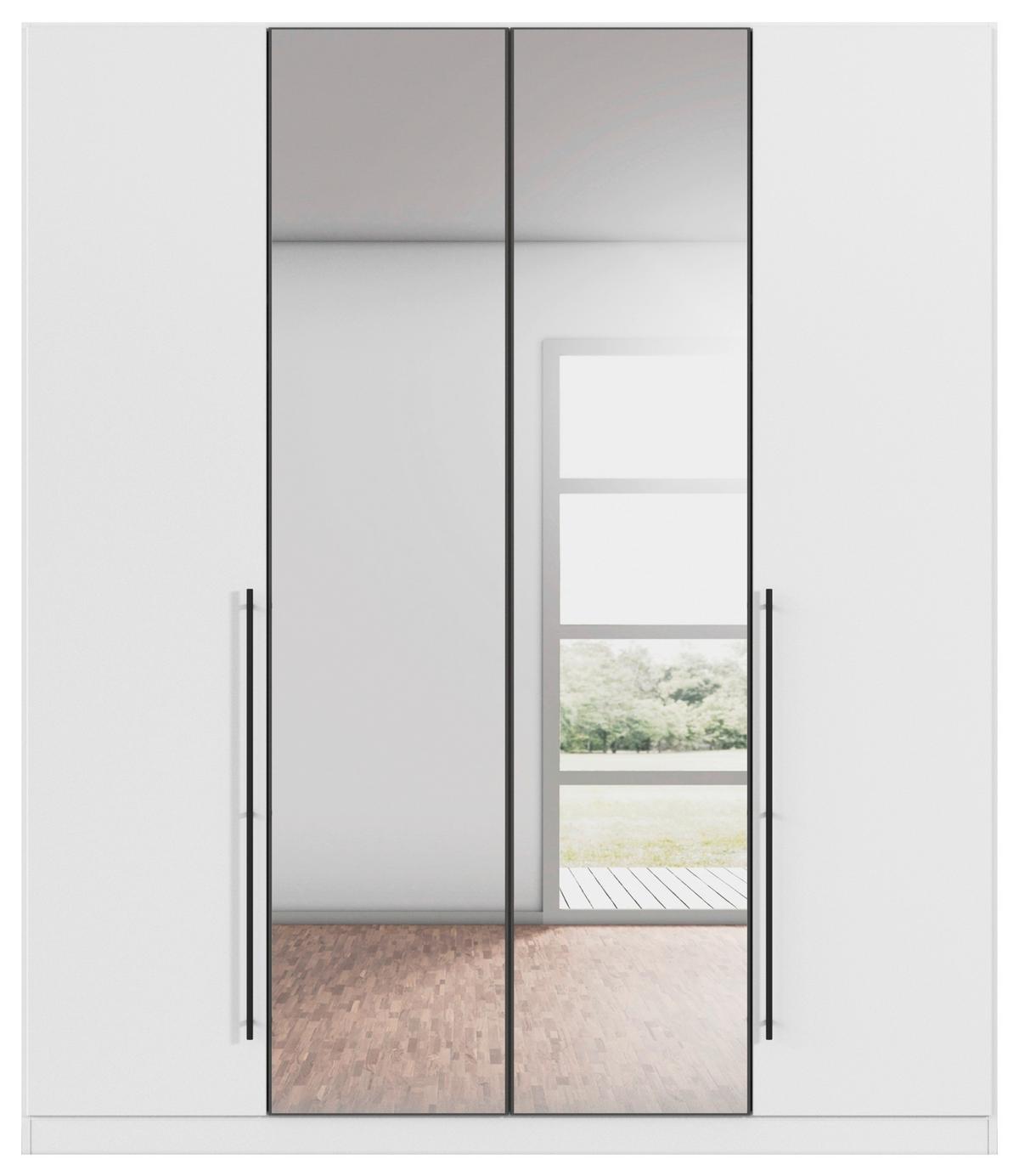 Kleiderschrank Safari mit Spiegel B: 181 cm - Champagner/Weiß, KONVENTIONELL, Holzwerkstoff (181/210/54cm)