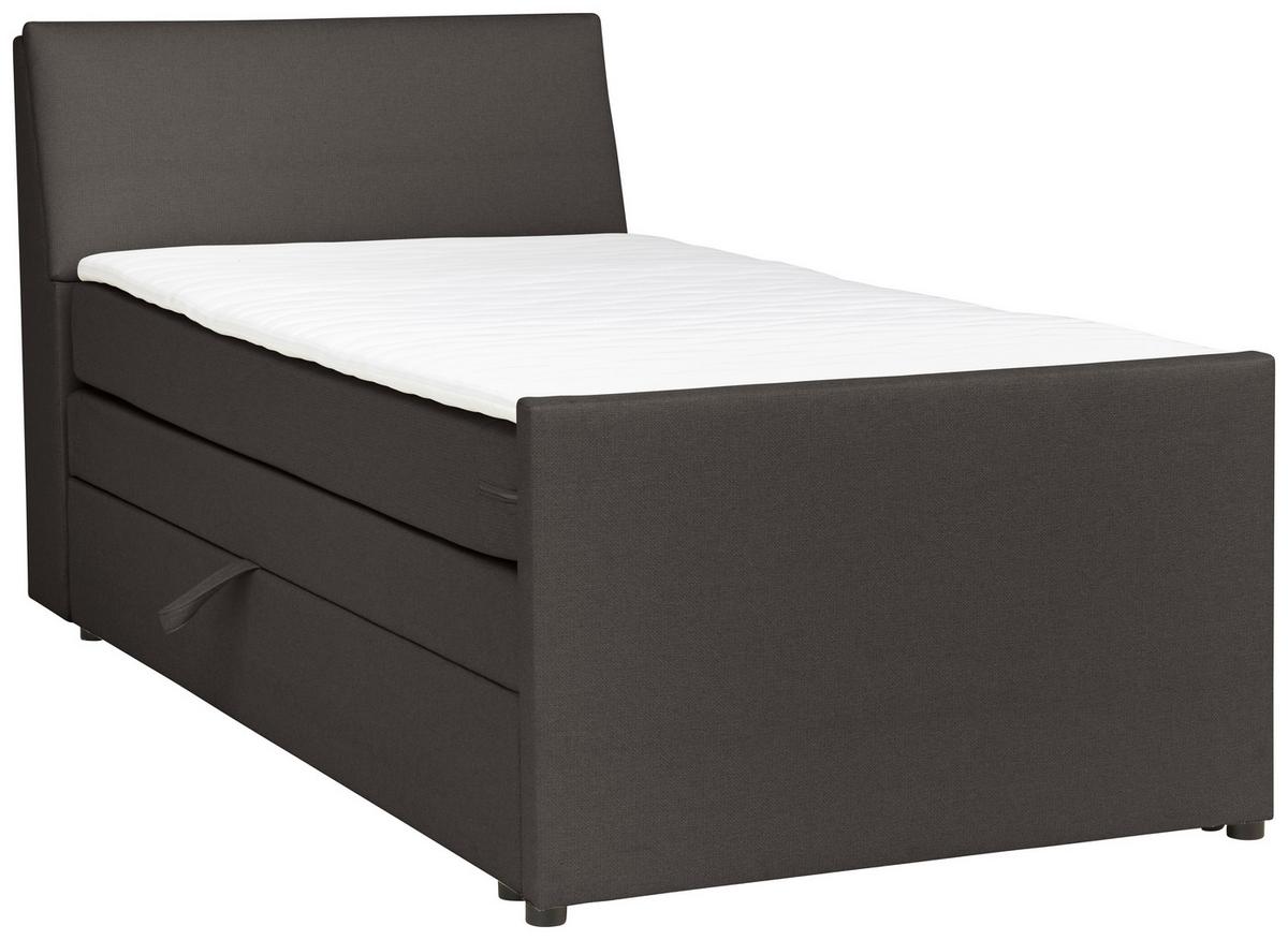Boxspringbett Mit Bettkasten Nida 120x200 Cm Graphitfarben - Graphitfarben/Schwarz, MODERN, Holz/Textil (120/200cm) - MID.YOU