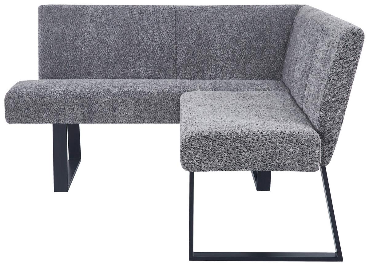 Eckbank Terri Leinenoptik Grau, S: 130x160cm - Schwarz/Grau, KONVENTIONELL, Textil/Metall (130/160cm) - MID.YOU