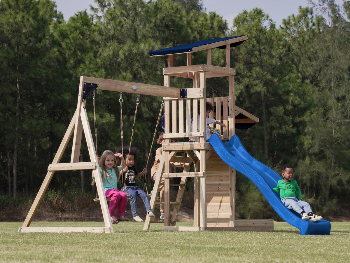 Spielturm A030.502.00 - Blau/Braun, KONVENTIONELL, Holz (345/270/336cm) - Ambia Garden