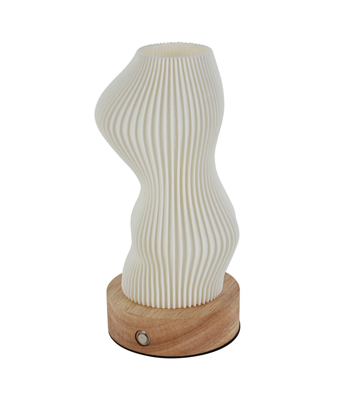 NABÍJATEĽNÁ STOLNÁ LAMPA GIRTL - biela/prírodná farba, Modern, kov/drevo (14cm) - Mömax