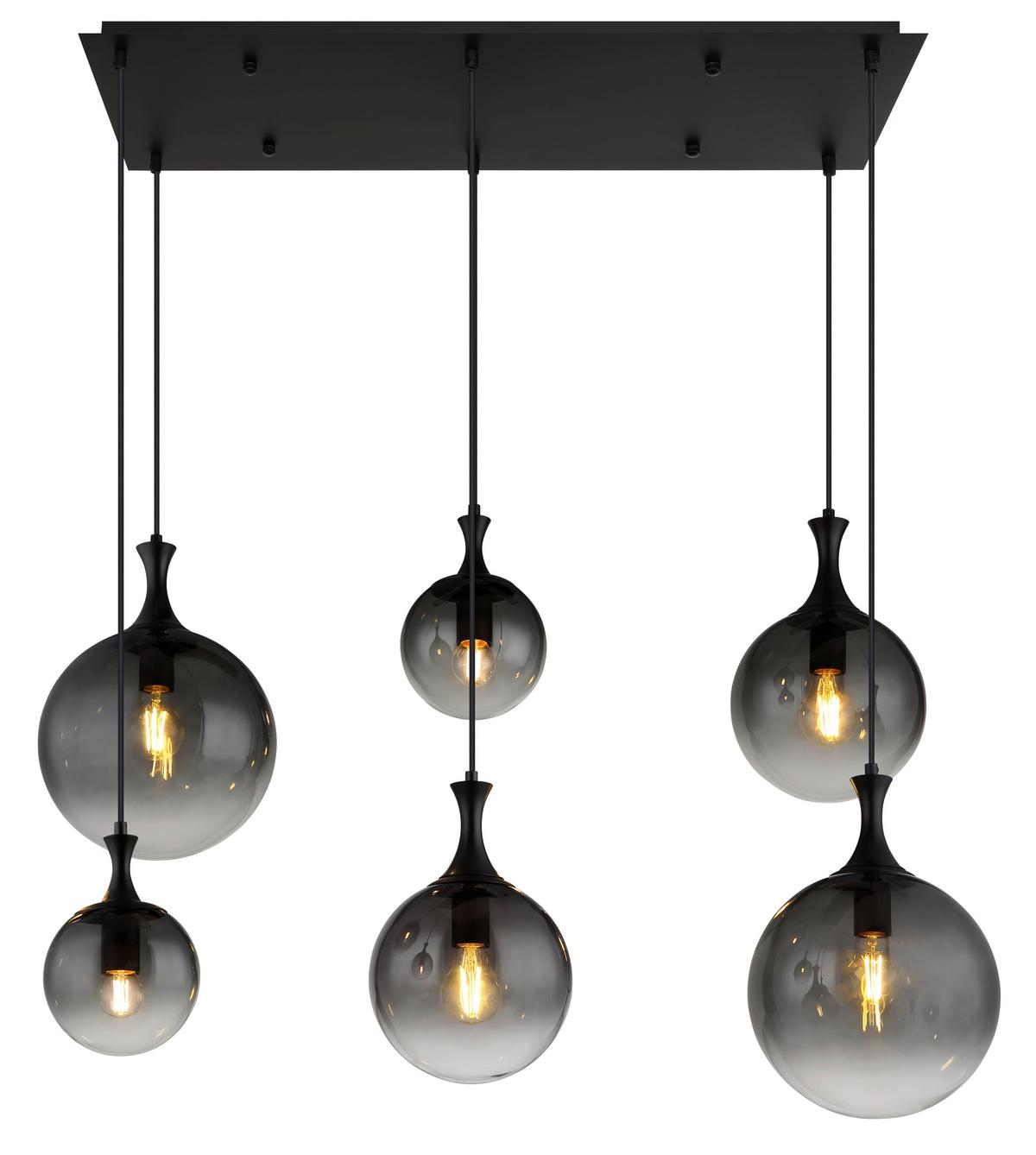 Függőlámpa 15885-6h - fekete, Design, műanyag/Üveg (97/48/141cm) - Globo