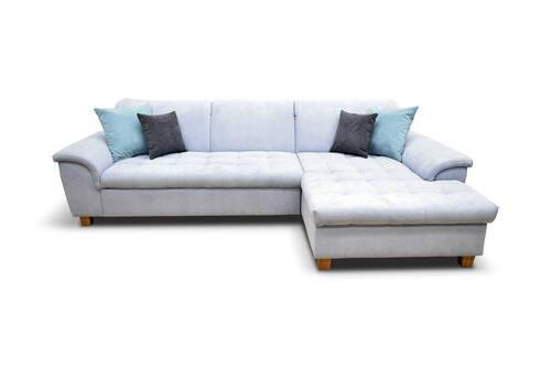 Ecksofa Franzi Pastellblau Mikrofaser - Pastellblau/Eichefarben, KONVENTIONELL, Textil (279/162cm) - MID.YOU
