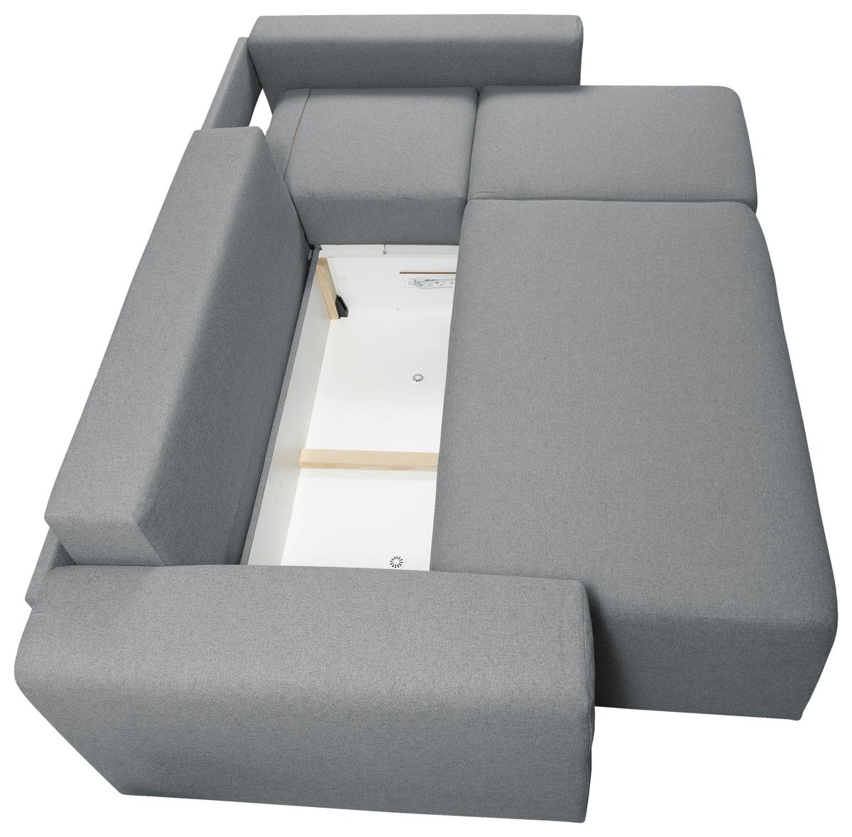 Ecksofa Bega - Chromfarben/Schwarz, Basics, Textil (240/153cm) - P & B