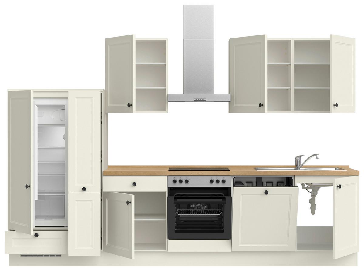 Kuchyňská linka 330 cm, bílá - bílá/barvy dubu, Moderní, kov/kompozitní dřevo (330cm) - Nobilia