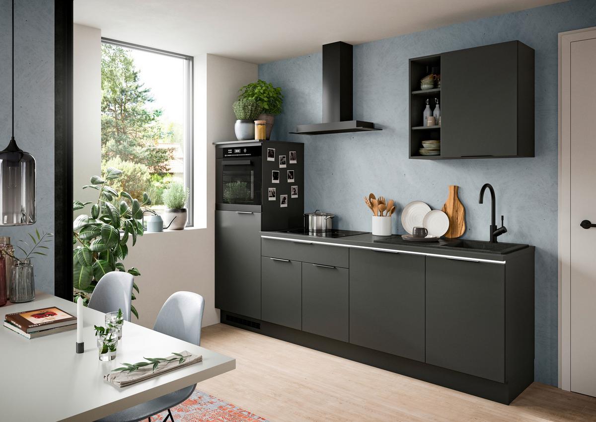 Küchenleerblock Charly - Schwarz, MODERN, Holzwerkstoff (260cm) - MID.YOU