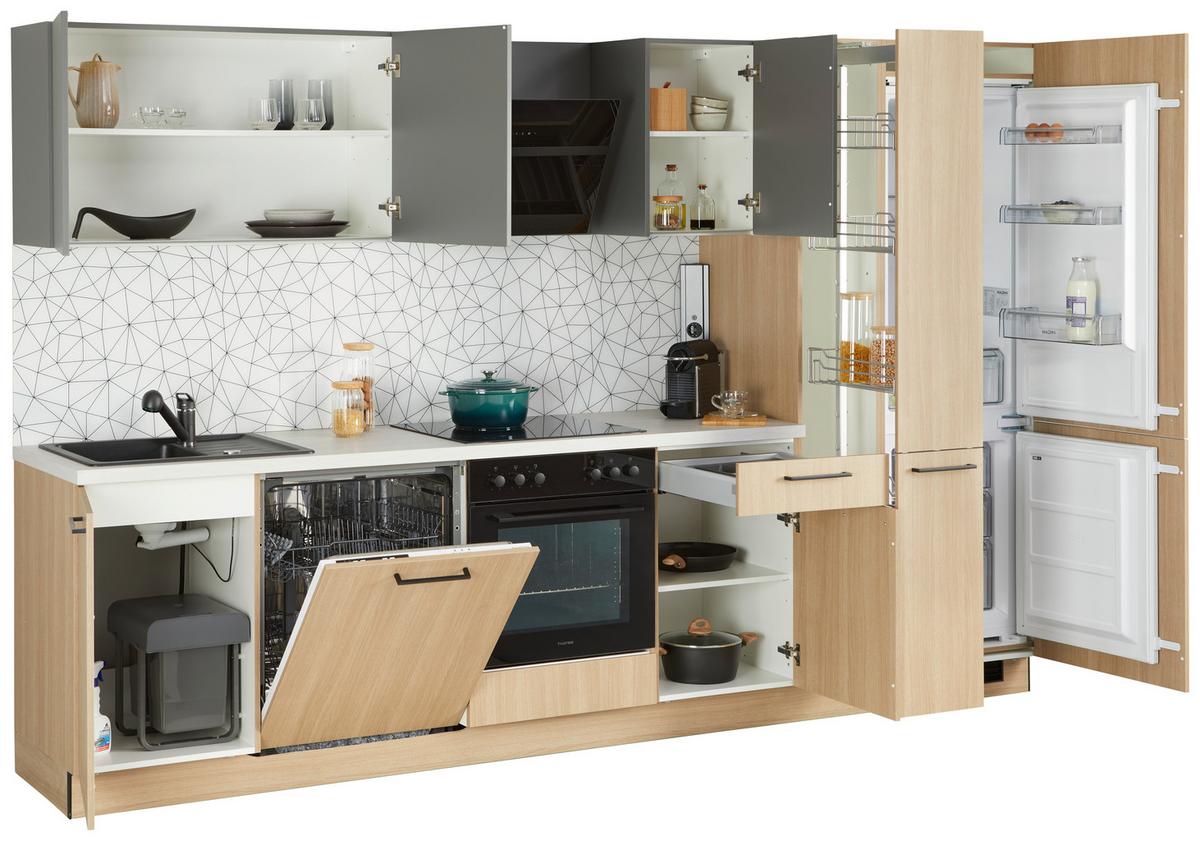 Küchenblock Plan/win - Eichefarben/Anthrazit, MODERN, Holzwerkstoff (310cm) - Express-Kuechen