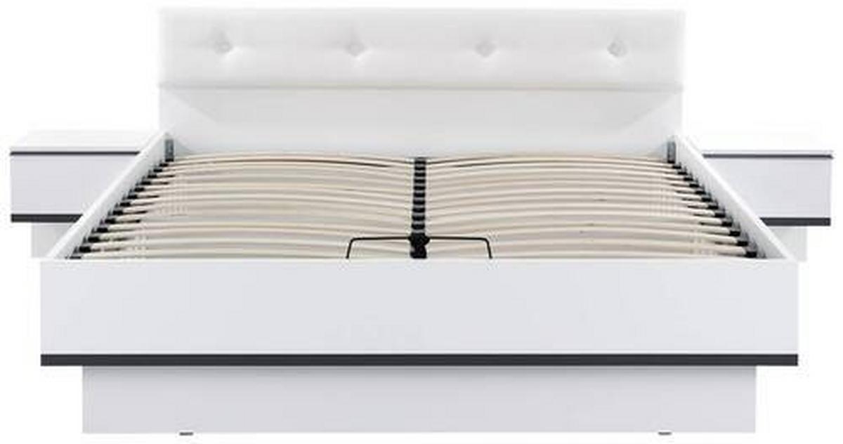 Futonbett 180x200 Cm Lucca Weiß Hochglanz/grau - Weiß/Grau, MODERN, Leder/Holzwerkstoff (180/200cm)