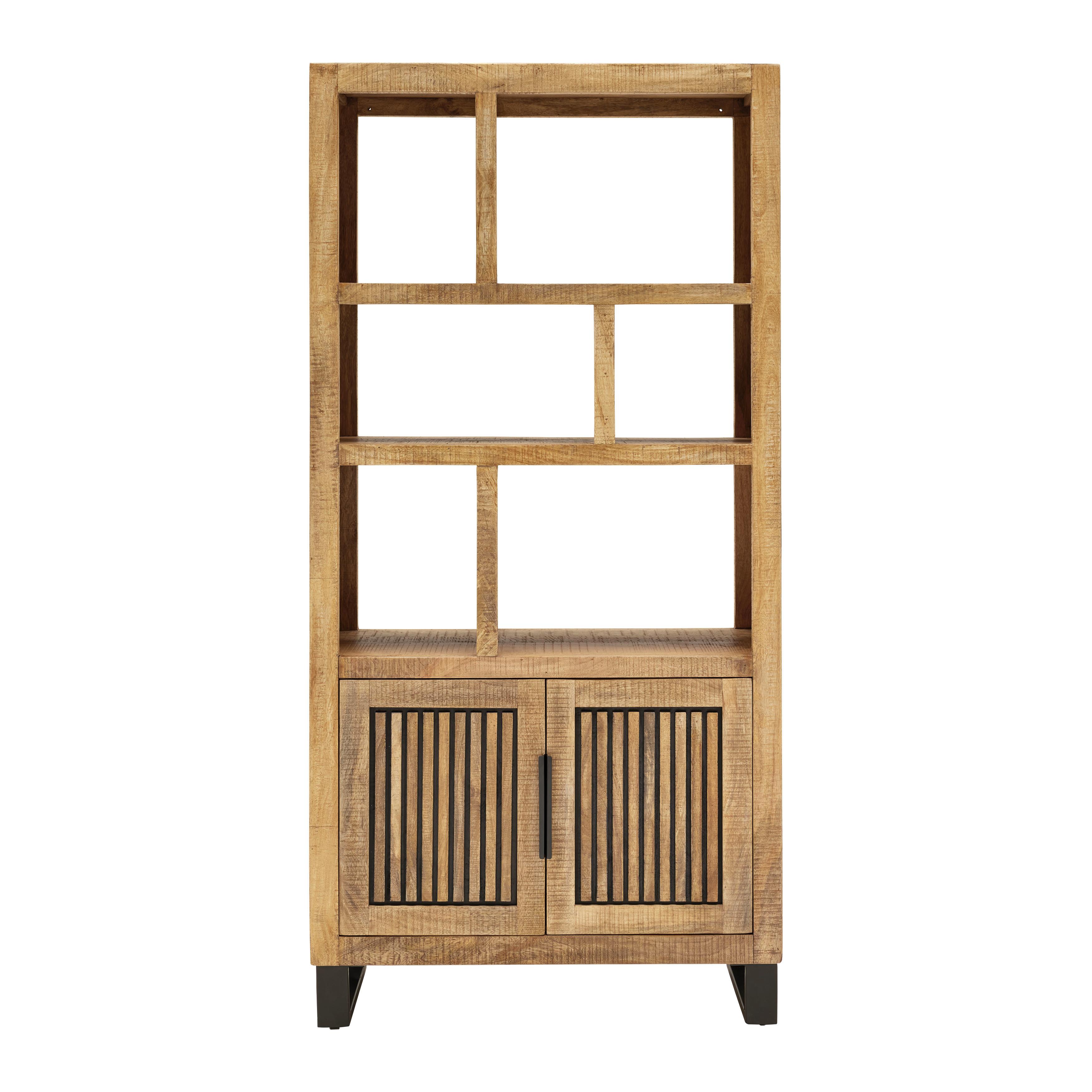 Regál Everest EVEREST -EXKLUSIV- - čierna/prírodná farba, Natur, kov/drevo (88/180/40cm)