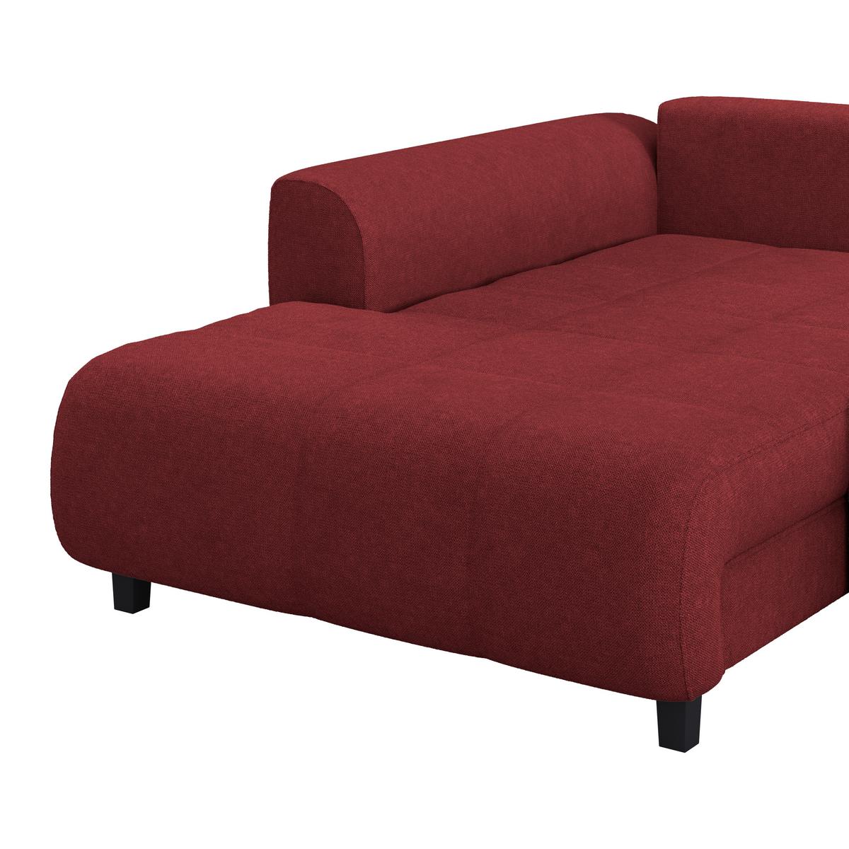 Ecksofa Mendoza - Rot/Schwarz, Design, Textil (197/309cm) - Ondega