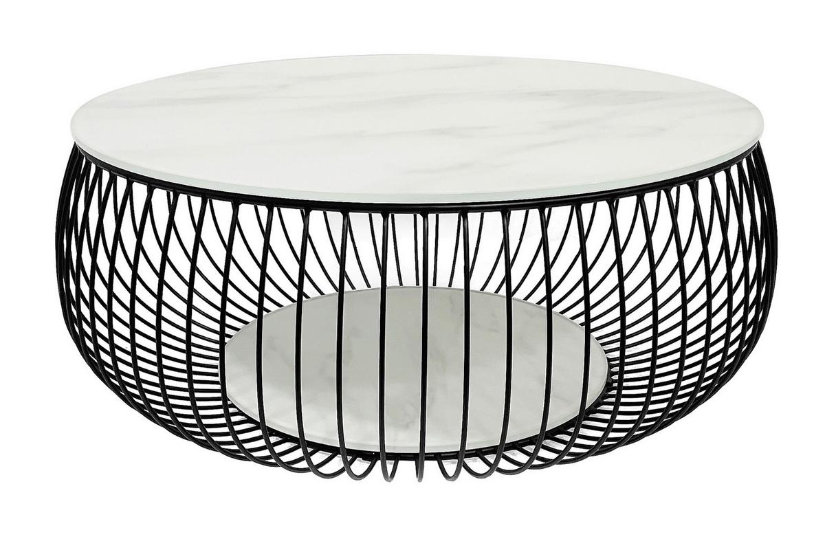 Couchtisch Schwarz/weiß D: 86 Cm - Schwarz/Weiß, Design, Glas/Metall (86/86/35cm) - Livetastic