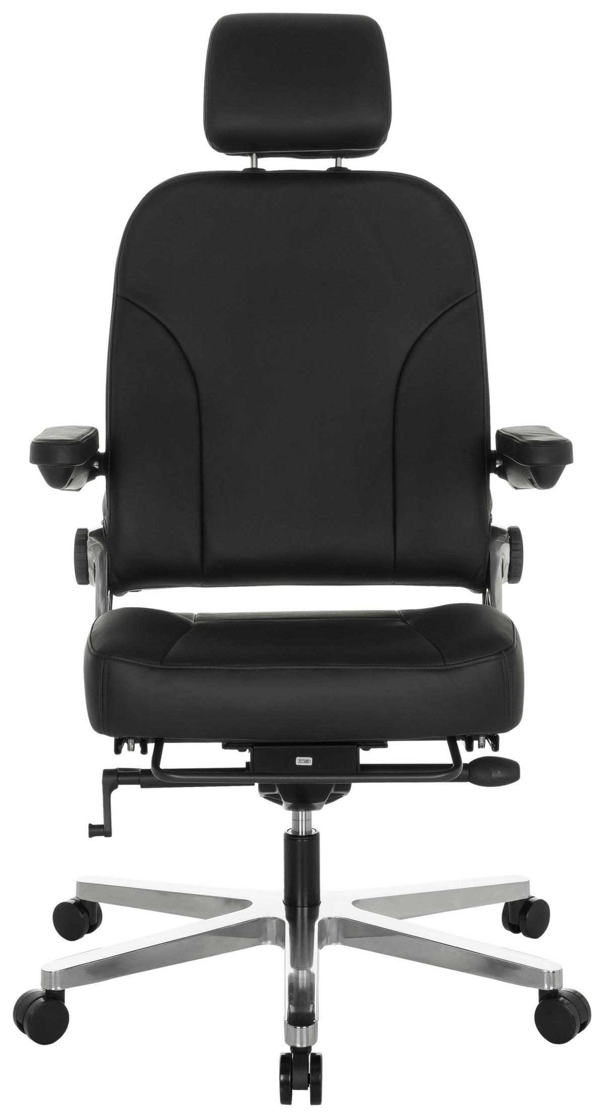 Chefsessel 24 Hours F - Silberfarben/Schwarz, Basics, Leder/Metall (70/123-133/63cm) - MID.YOU