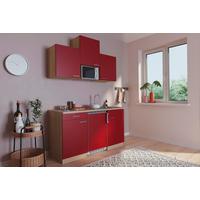 Miniküche M. Mikrowelle + Kühlschrank 150 Cm Rot/eiche - Rot, Basics, Holzwerkstoff (150cm) - Respekta