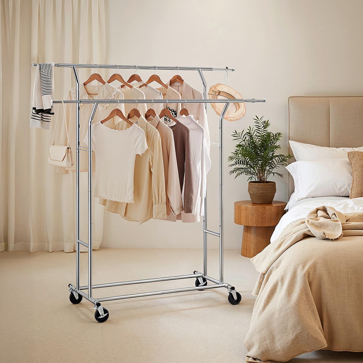 Kleiderwagen Silberfarben B: 130 cm - Silberfarben, Basics, Kunststoff/Metall (130/148-172/55cm)