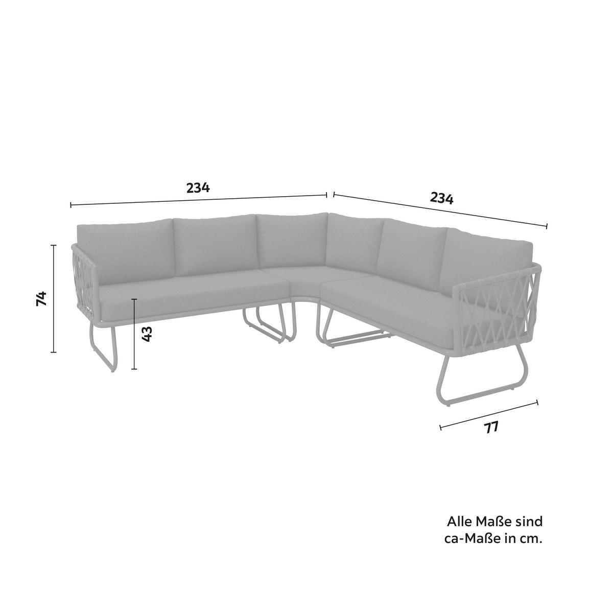 TERASOVÁ SEDACIA SÚPRAVA ELEA - antracitová/tmavosivá, Modern, kov/textil (234/74/77cm) - Bessagi Garden