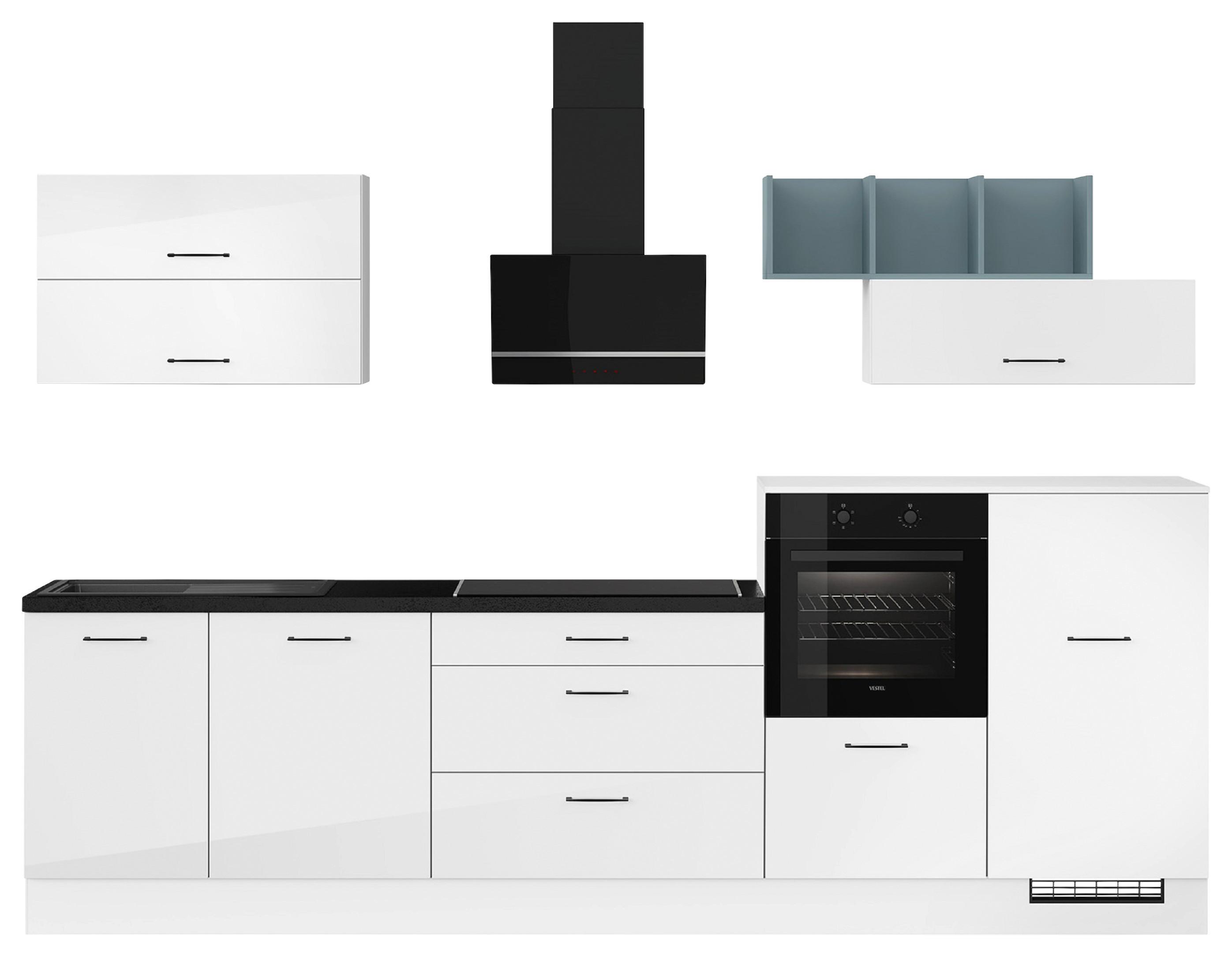 Küchenleerblock Ip4050 - Weiß Hochglanz/Schwarz, Design, Holzwerkstoff (320cm) - Impuls