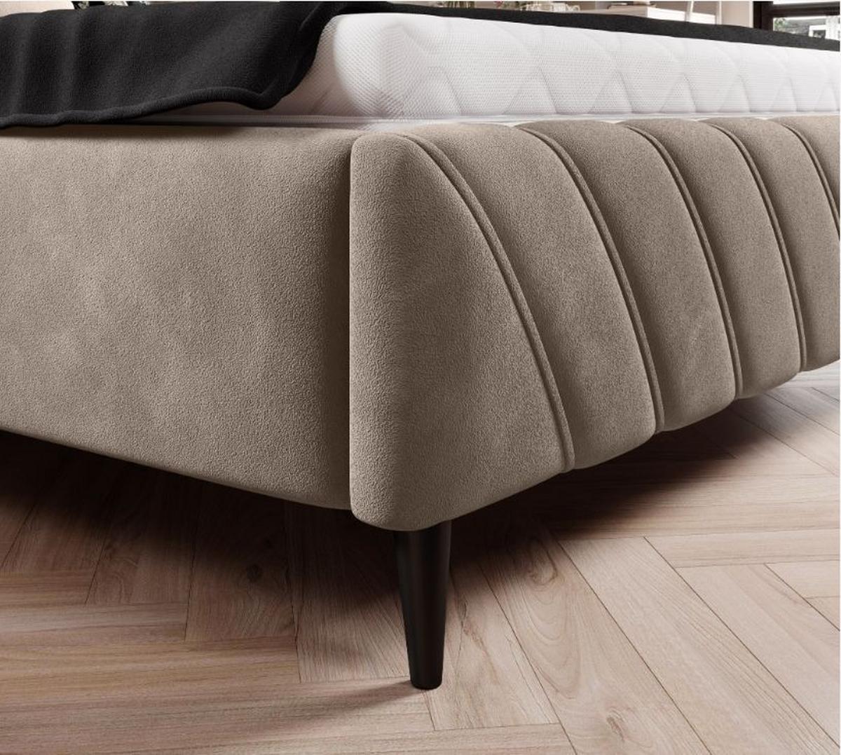 Postel Melli s roštem a úložným prostorem 180x200cm - černá/béžová, Design, dřevo/textil (180/200cm)