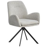 Armlehnstuhl Siglinde Webstoff Hellgrau 360° drehbar - Hellgrau/Schwarz, MODERN, Textil/Metall (61/87/62cm) - MID.YOU
