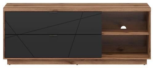 Lowboard Forn TV Stand - Eichefarben/Schwarz, Design, Holzwerkstoff (156/61/42,5cm)