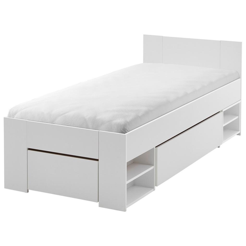 Stauraumbett mit Bettladen 90x200cm Azurro Weiß