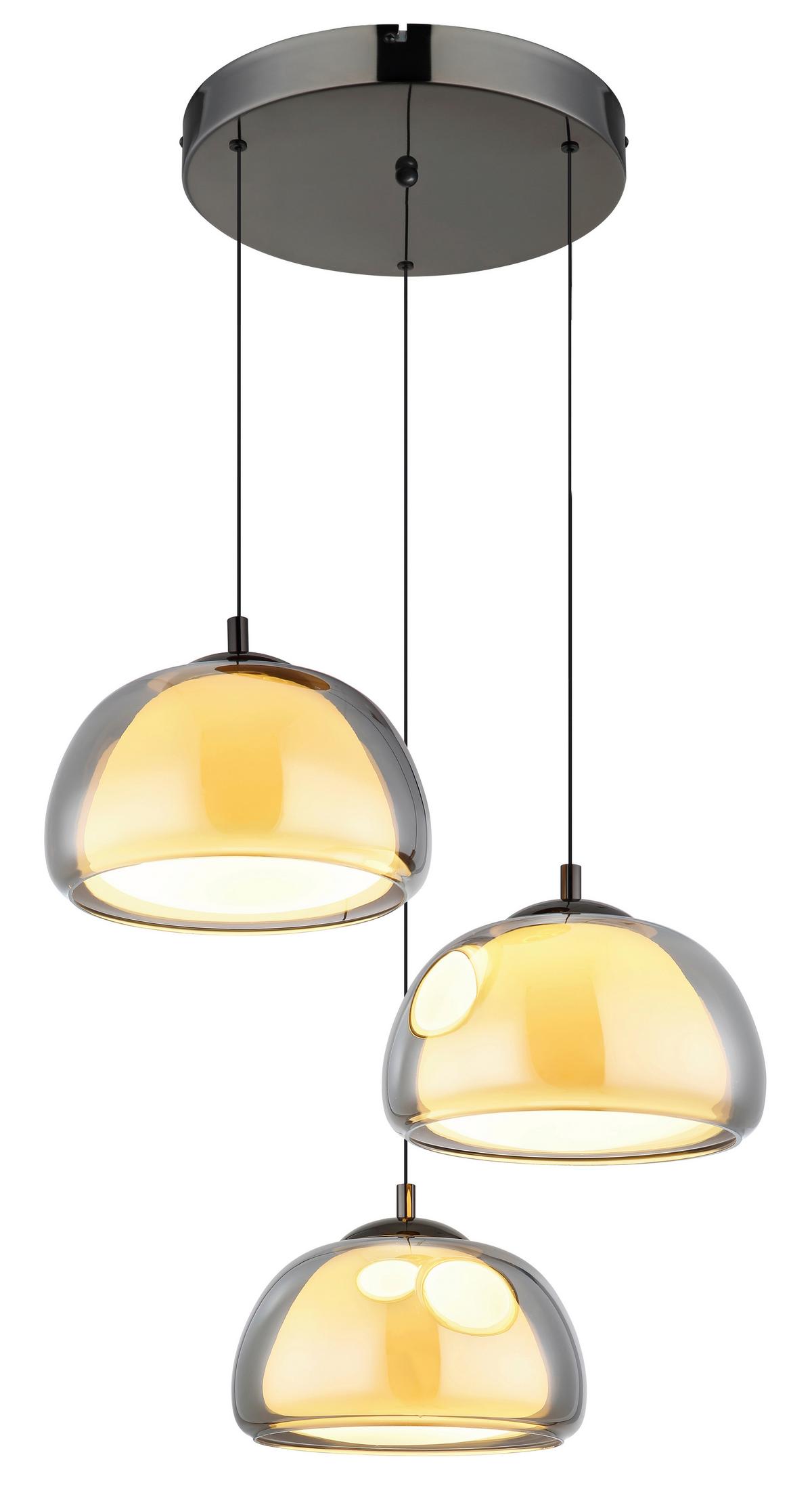 Hängeleuchte Avila Rauchglas ca. 50x150 cm - Schwarzchrom/Schwarz, Design, Glas/Kunststoff (50/150cm) - Globo