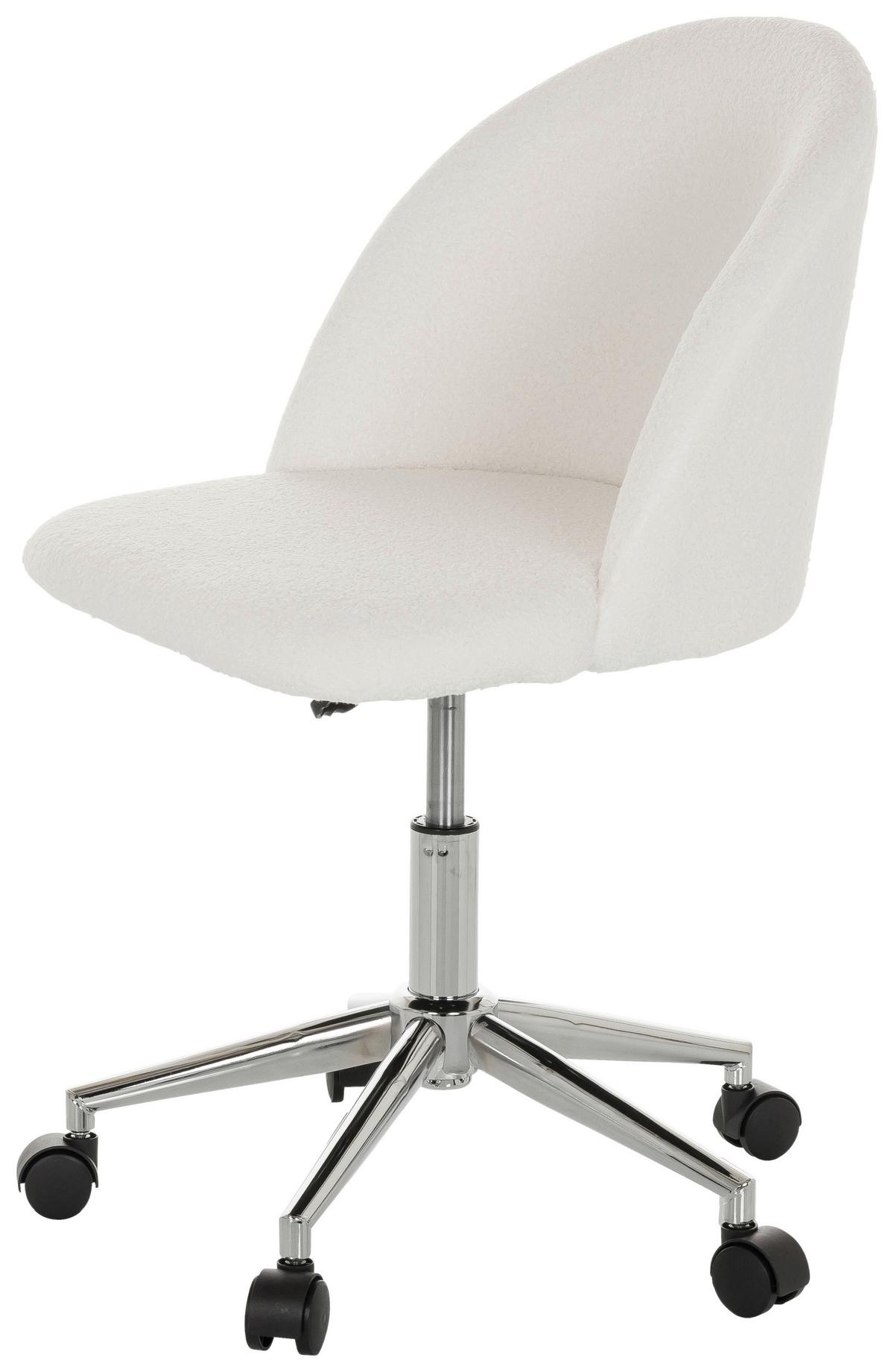 Drehstuhl Solao Ted - Chromfarben/Weiß, Basics, Kunststoff/Textil (49/77-87/55cm) - MID.YOU