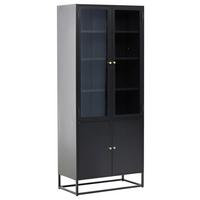 Vitrine Bakal - Schwarz, Design, Glas/Metall (80/190/41cm) - Livetastic