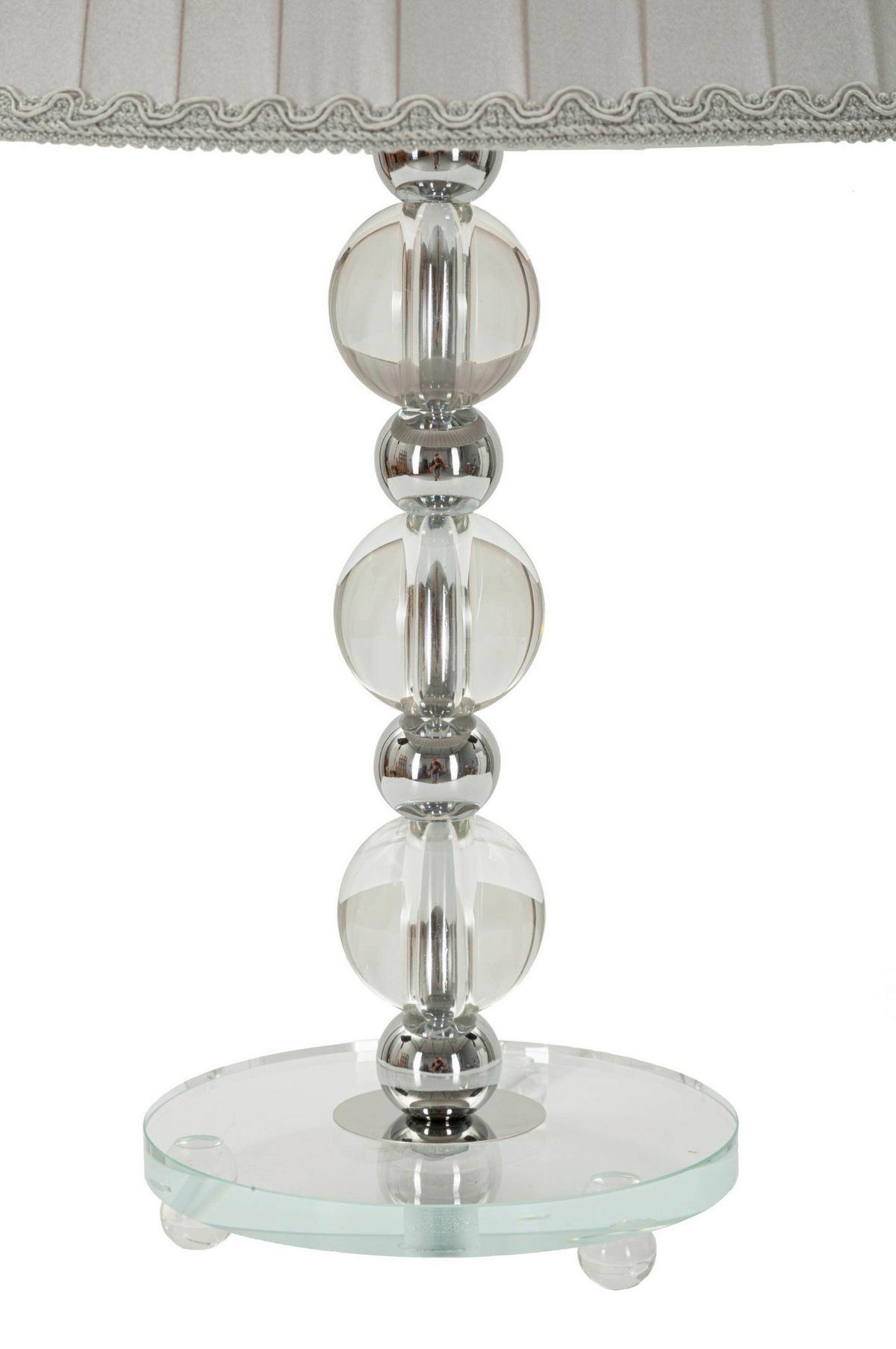 Tischleuchte Tolly Silberfarben B: 30 cm - Silberfarben, Basics, Glas/Textil (30/48/30cm)