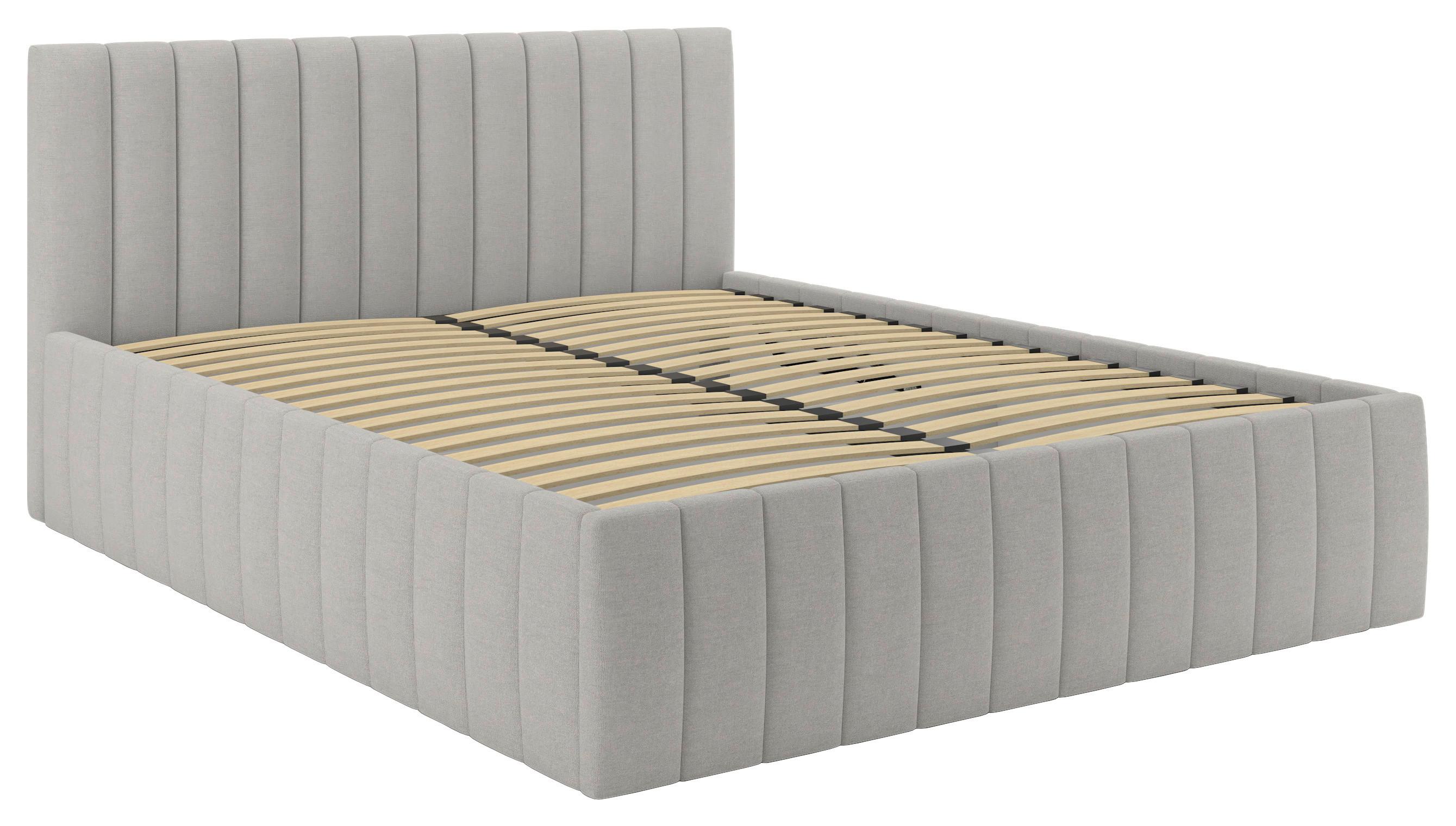 Čalúnená posteľ ORINOCO PL: 180/200 cm, svetlosivá - svetlosivá, Modern, kov/drevo (180/200cm) - Mömax