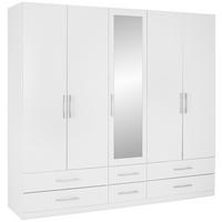 Drehtürenschrank Mit Spiegel 226cm Herford Alpinweiß Dekor - Weiß, MODERN, Glas/Holzwerkstoff (226/210/54cm)