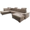 Wohnlandschaft Zira Mit Schlaffunktion Taupe - Taupe/Chromfarben, Design, Textil (212/330/169cm) - Livetastic