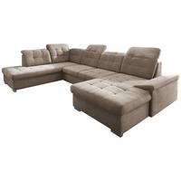 Wohnlandschaft Zira Mit Schlaffunktion Taupe - Taupe/Chromfarben, Design, Textil (212/330/169cm) - Livetastic