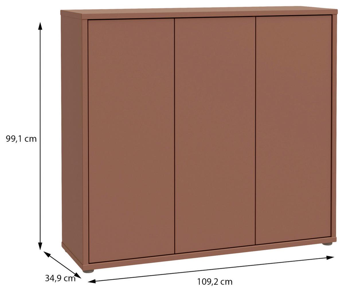 Skriňa na topánky ALICE terracotta - sivá/terakotová, Modern, kompozitné drevo/plast (109,2/99,1/34,9cm)