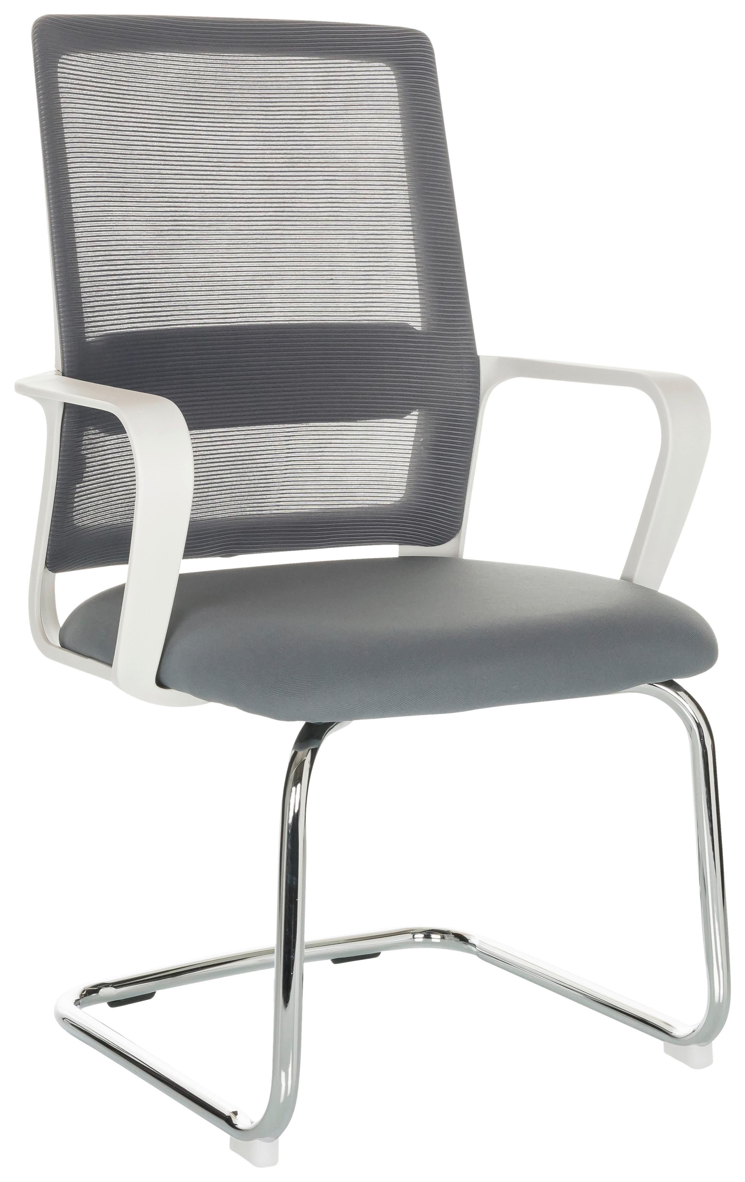 Besucherstuhl Visiter W - Silberfarben/Weiß, Basics, Kunststoff/Textil (60/97-98/60cm) - MID.YOU