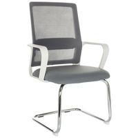 Besucherstuhl Visiter W - Silberfarben/Weiß, Basics, Kunststoff/Textil (60/97-98/60cm) - MID.YOU