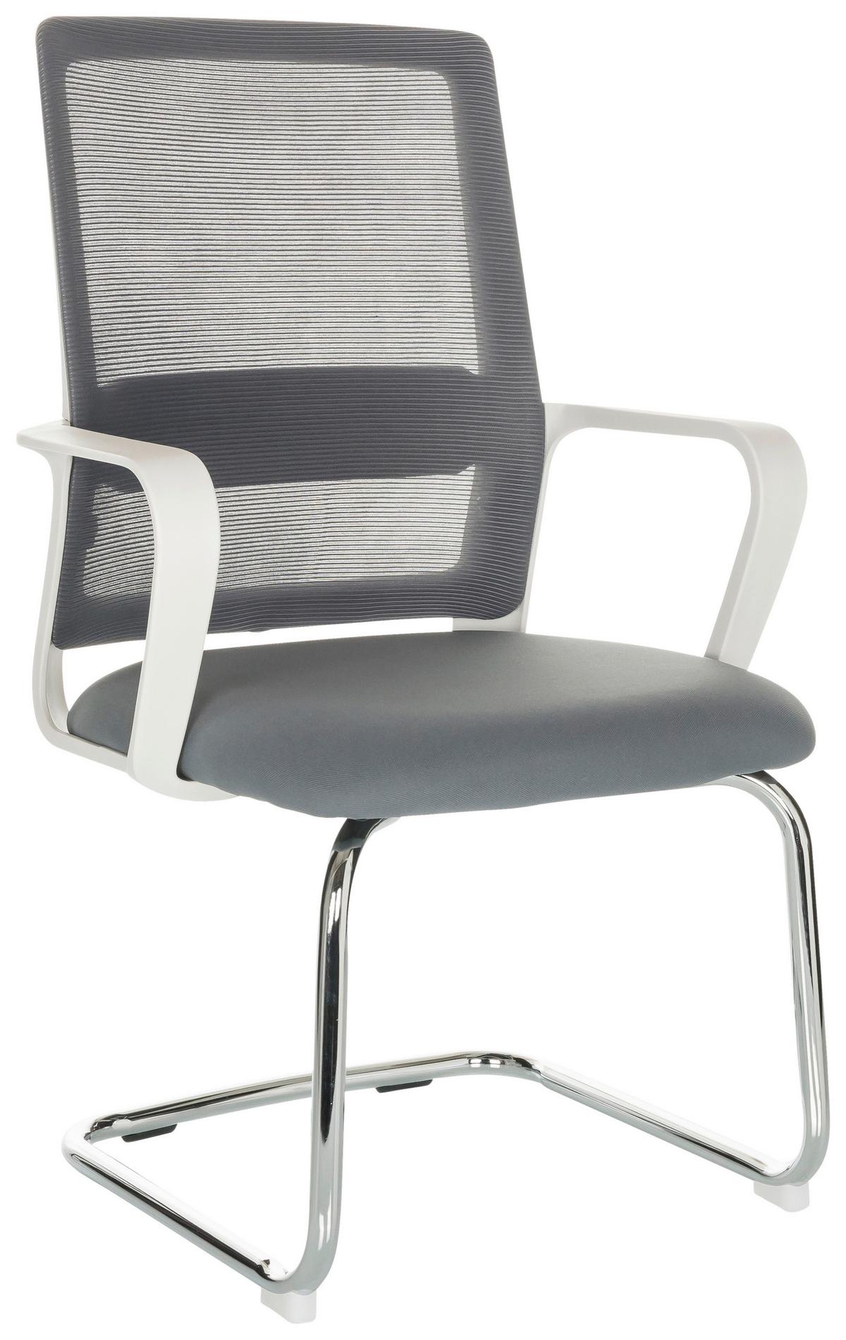 Besucherstuhl Visiter W - Silberfarben/Weiß, Basics, Kunststoff/Textil (60/97-98/60cm) - MID.YOU