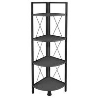 Eckregal Insasi Schwarz Anthrazit - Anthrazit/Schwarz, Design, Holzwerkstoff/Metall (34/123/34cm) - MID.YOU