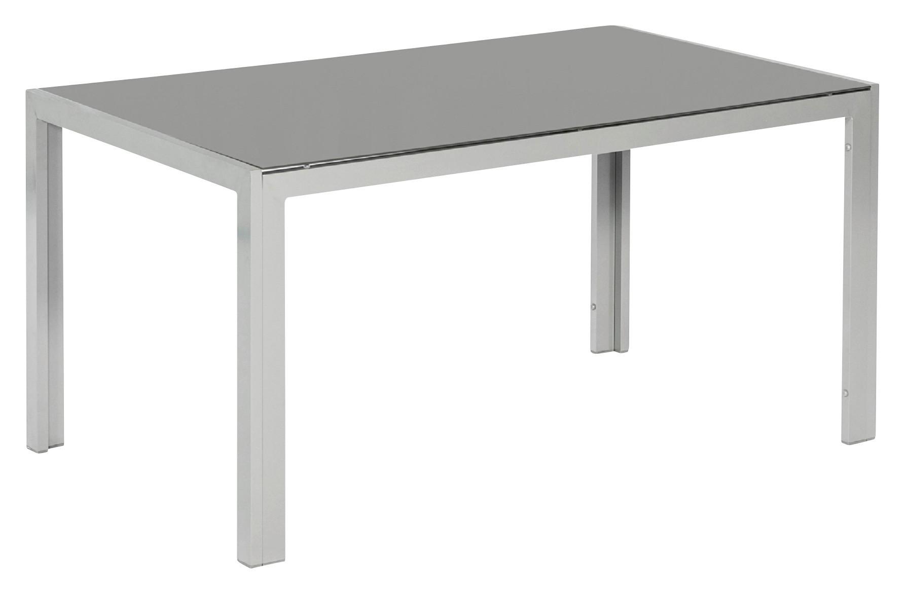 Gartentisch Aluminium/Glas L 150 cm - Silberfarben, MODERN, Glas/Metall (150/90/74cm) - Gardenson