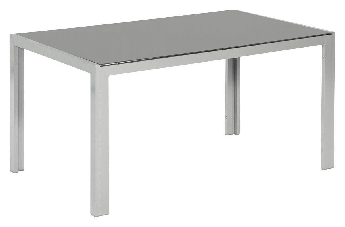 Gartentisch Aluminium/Glas L 150 cm - Silberfarben, MODERN, Glas/Metall (150/90/74cm) - Gardenson
