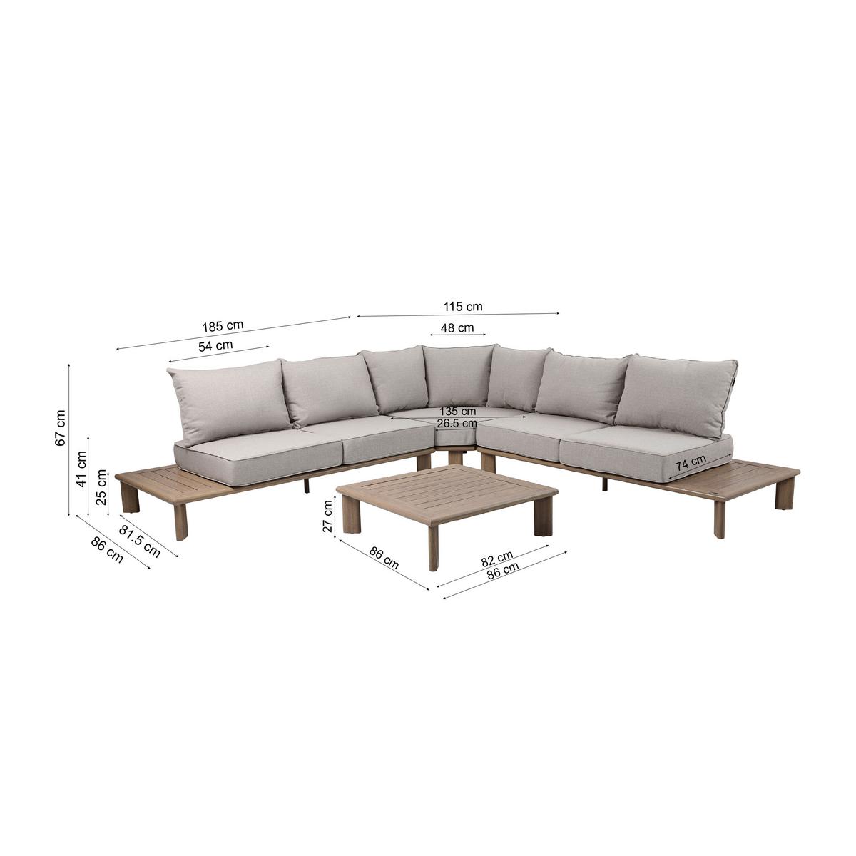 Dining-Loungeset Avery Beige - Eichefarben/Braun, Basics, Metall (290/290/68cm) - Ambia Garden