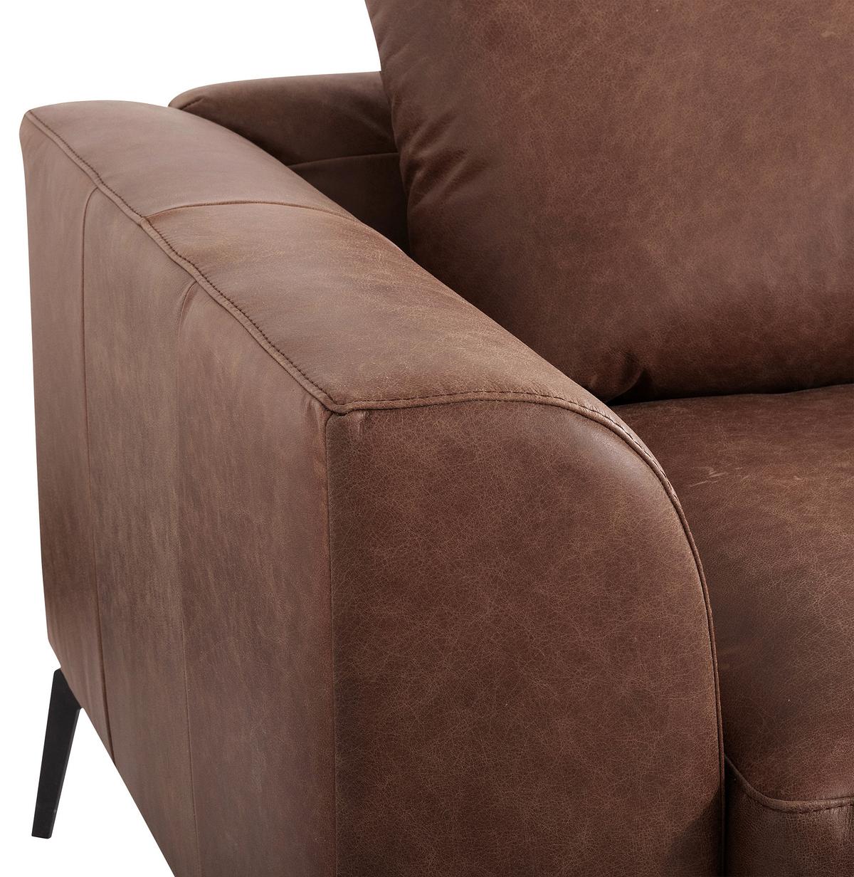 Ecksofa Berlin Braun S: 313 Cm - Schwarz/Braun, Design, Leder (313/172cm) - Livetastic